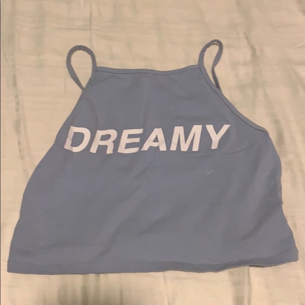 Blue crop top tank top